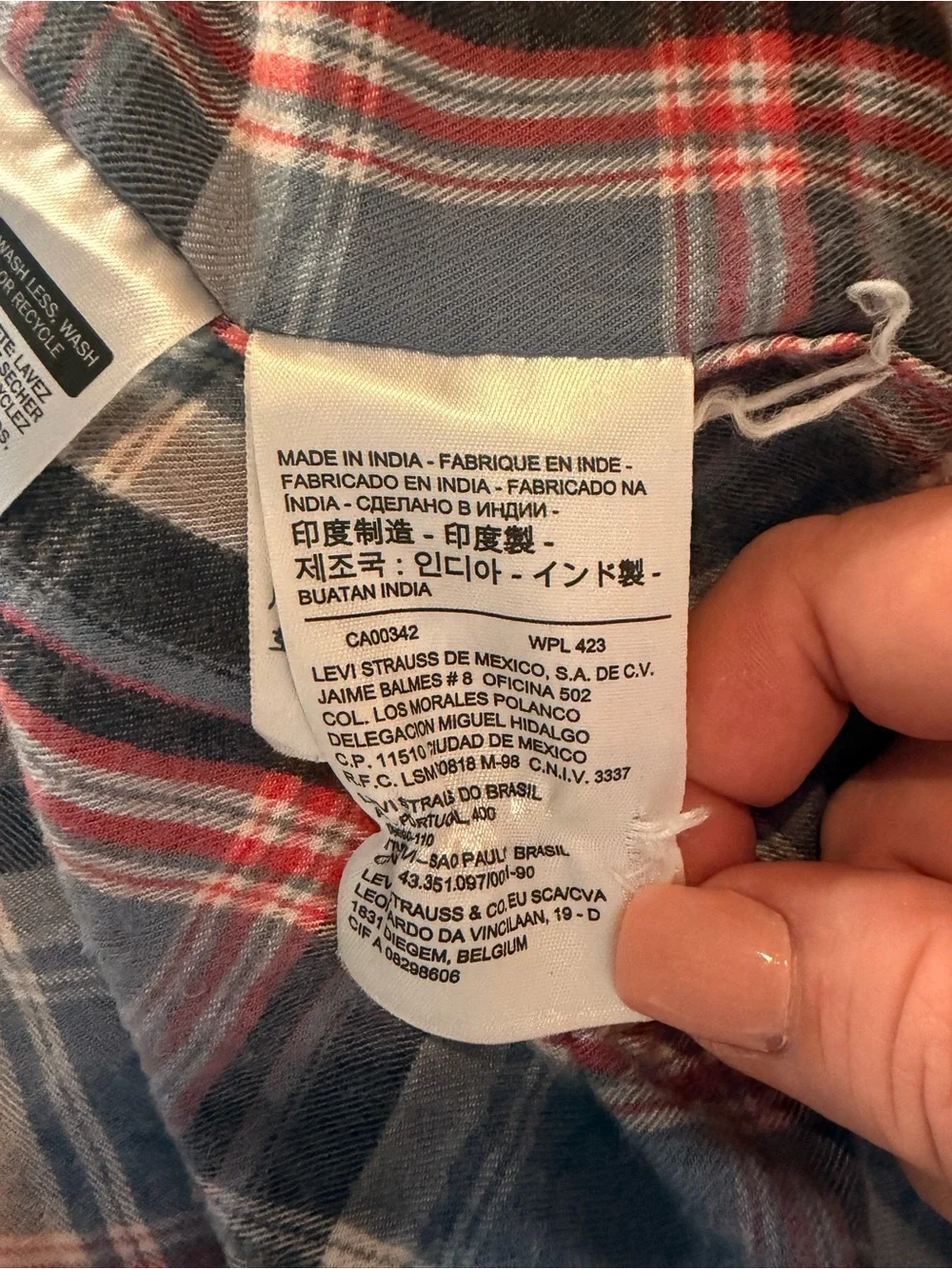Levi's Blue and Red Plaid Button-Down Shirt Boyfriend Fit